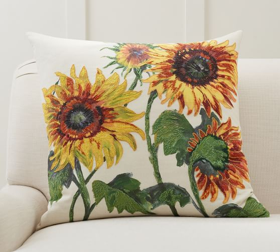 Painted Sunflower Pillow Cover | Pottery Barn