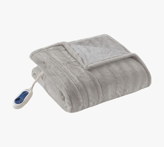Beautyrest® Heated Faux Fur Throw Blanket Pottery Barn