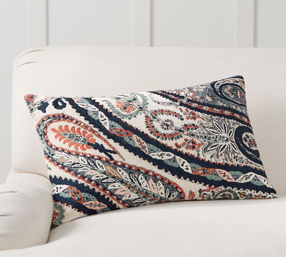 Riya Paisley Lumbar Pillow Cover Pottery Barn