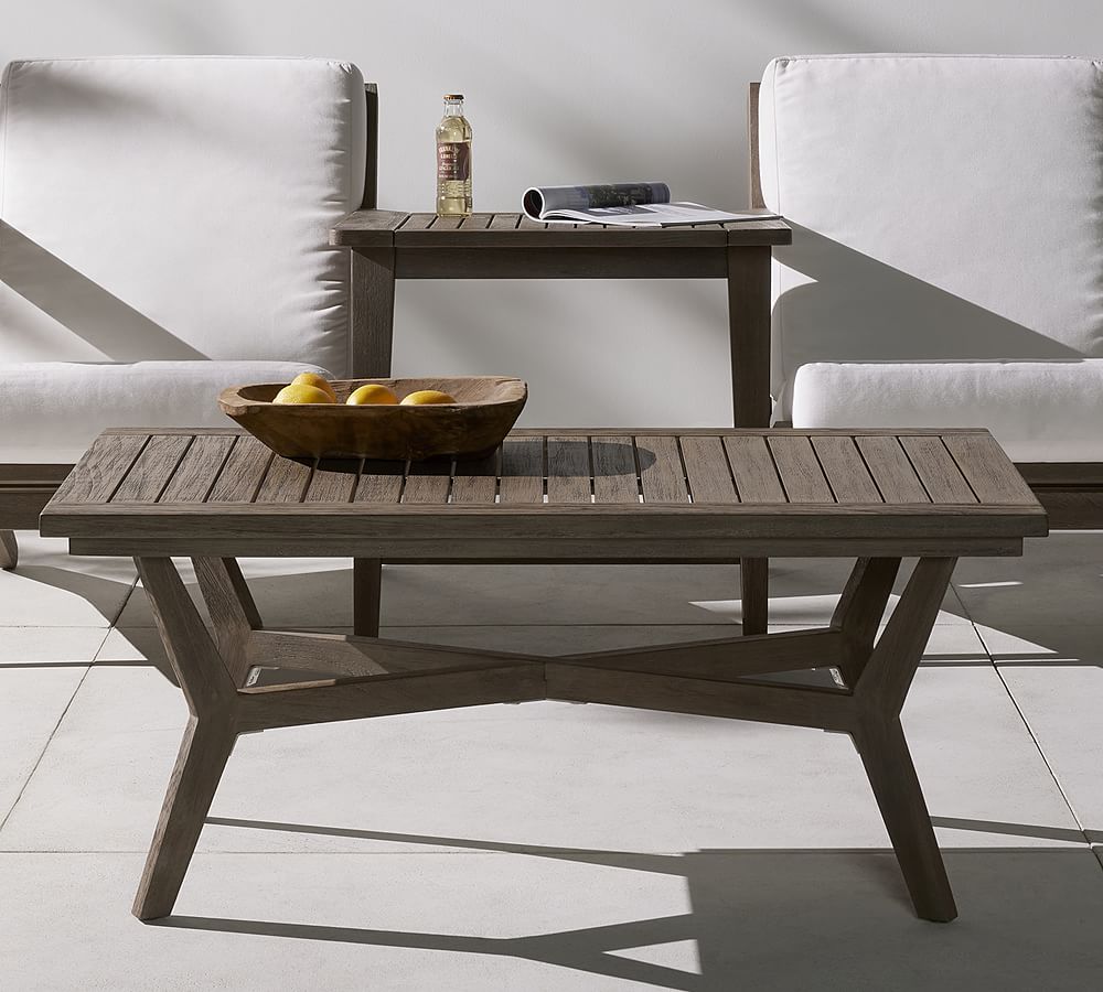 Raylan Teak Outdoor Rectangular Outdoor Coffee Table Pottery Barn