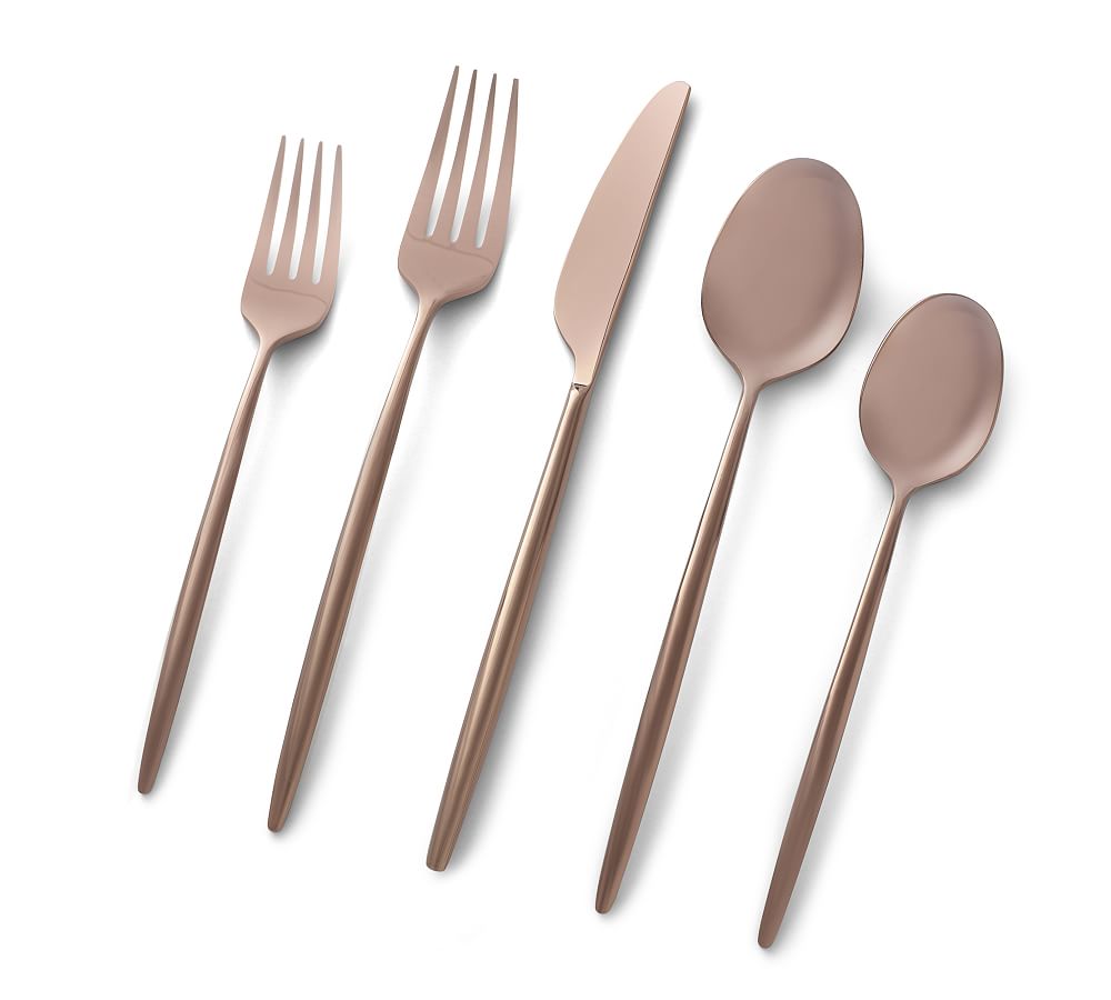 20-Piece Rush Brushed Gold Flatware Set + Reviews