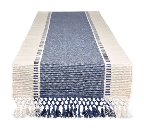 Dobby Striped Cotton Table Runner | Pottery Barn