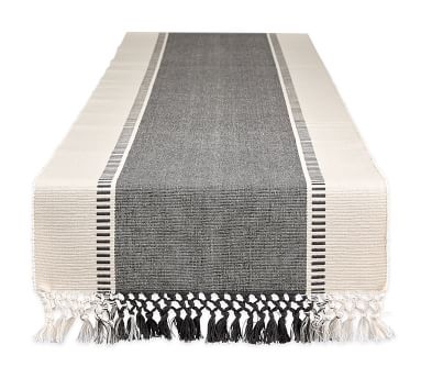 Dobby Striped Cotton Table Runner | Pottery Barn