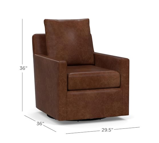 Ayden Square Arm Leather Swivel Glider | Pottery Barn