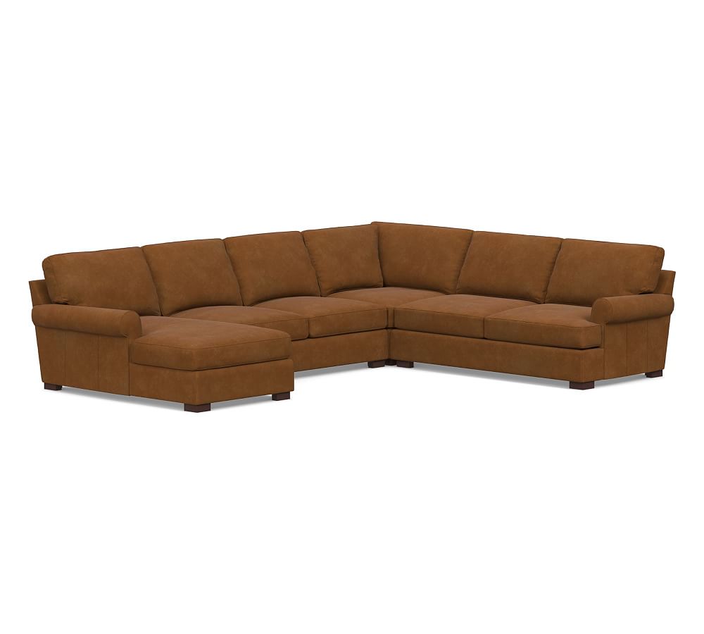 Townsend Roll Arm Leather 4-Piece Chaise Sectional