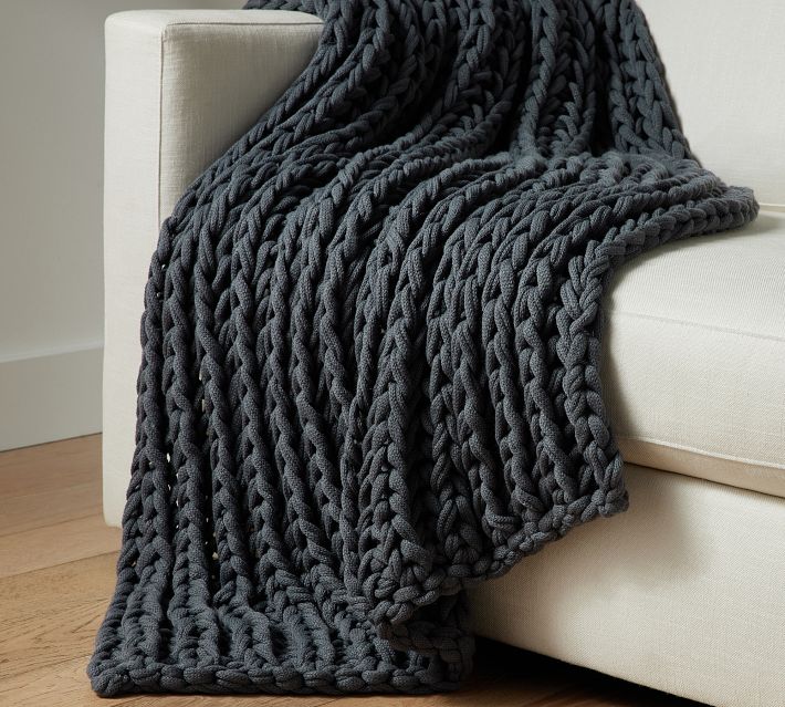 Bernat Plush Big Cozy Rib Table Knit Blanket Pattern