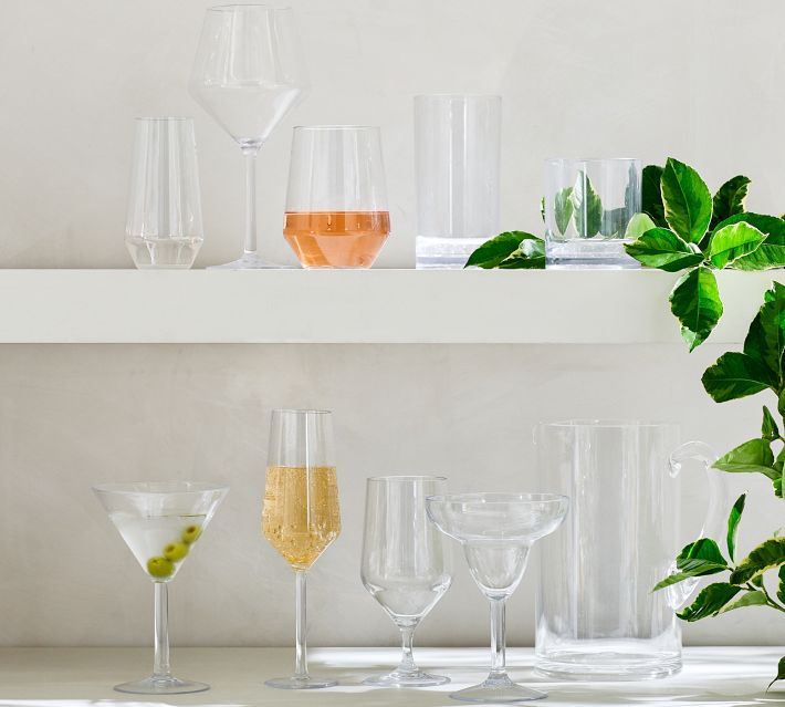 Sur La Table Bistro Stemless Wine Glasses, Set of 4, Clear