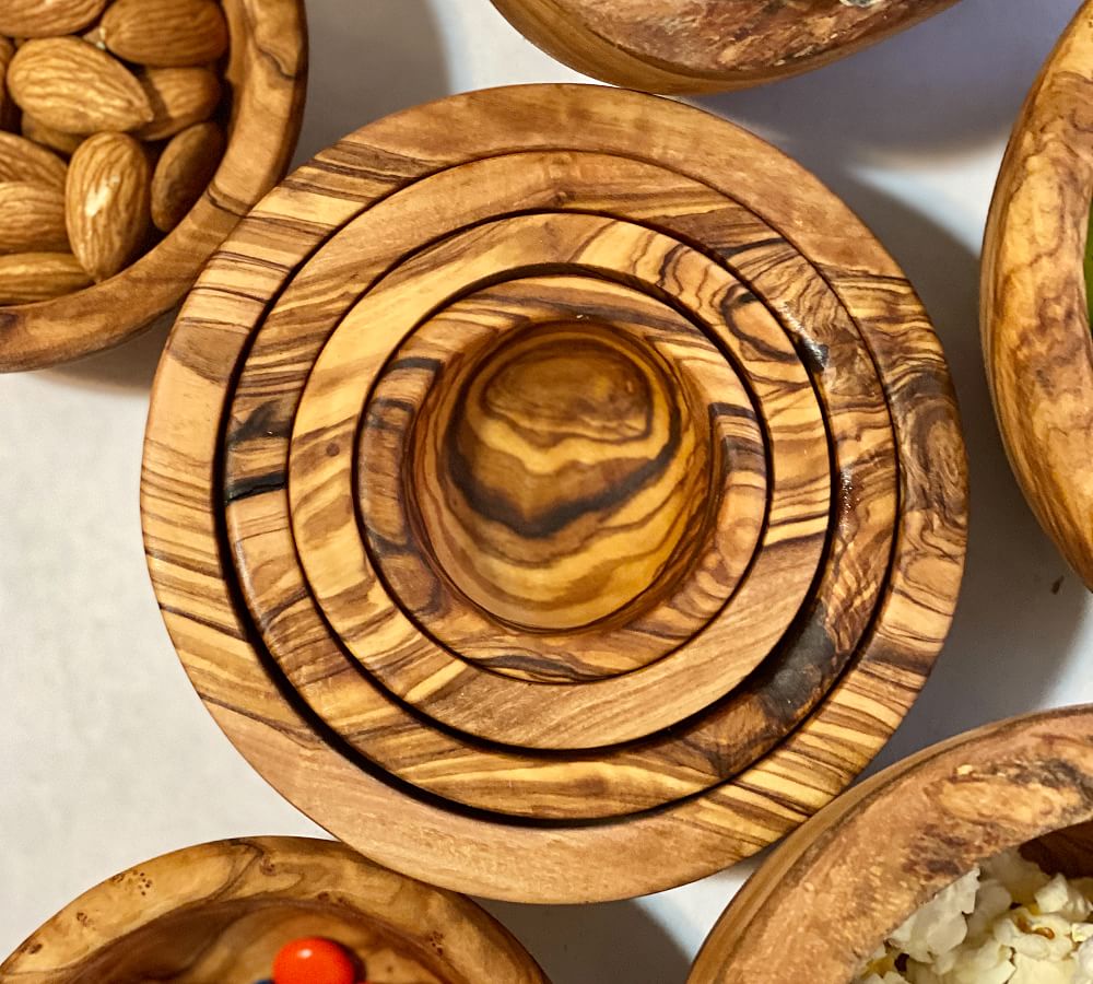 Olive Wood Nesting Snack Bowls