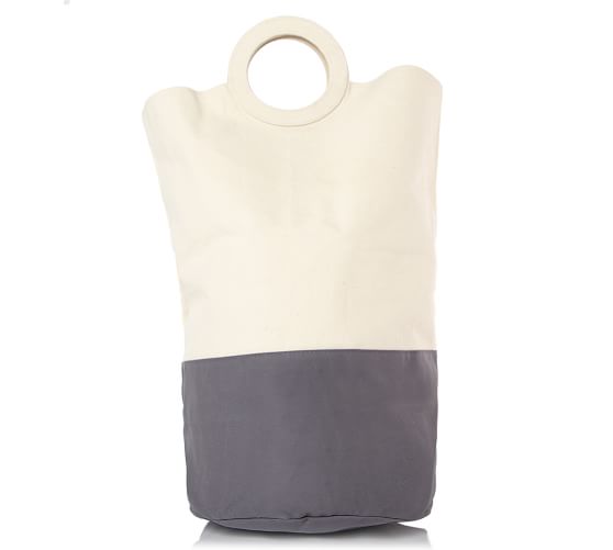 Canvas Gray Laundry Hamper Tote Pottery Barn