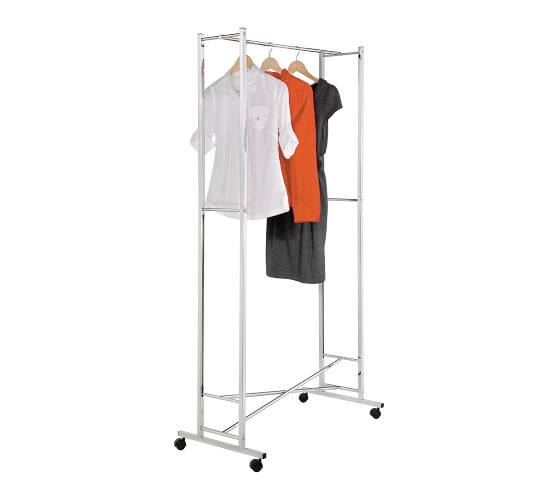 Chrome Collapsible Rolling Clothing Rack Pottery Barn