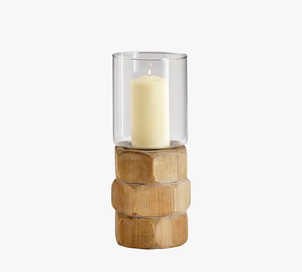 Margot Wooden Hurricane Candleholder Pottery Barn 4894