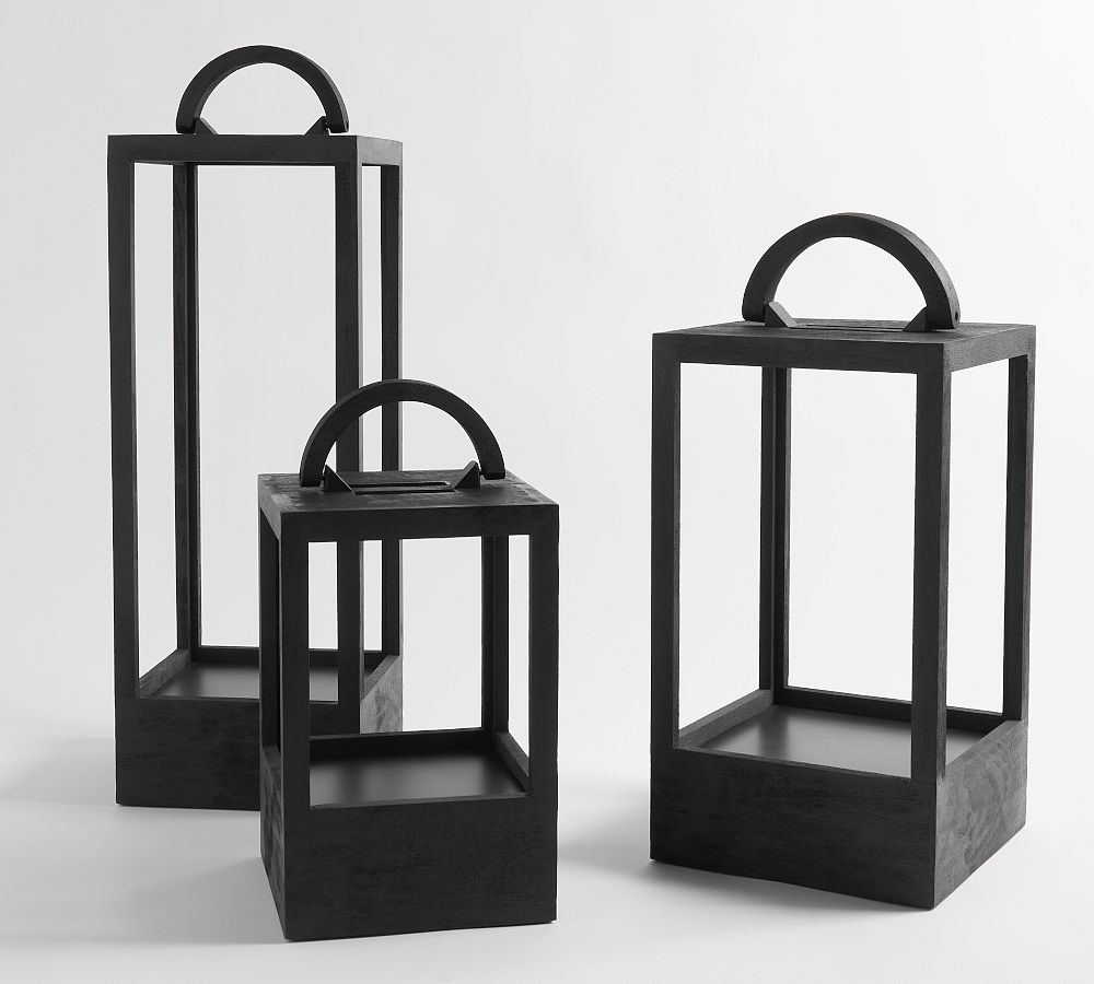 Decker Acacia Wood Outdoor Lantern Pottery Barn