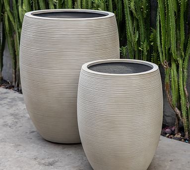 Pure Garden Cylinder Gray Set of 3 Fiber Clay Planters