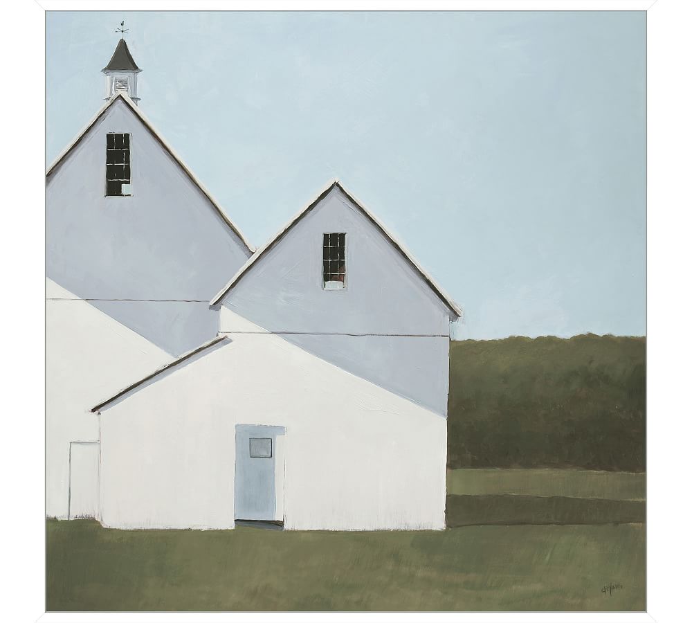 White Barn Framed Canvas