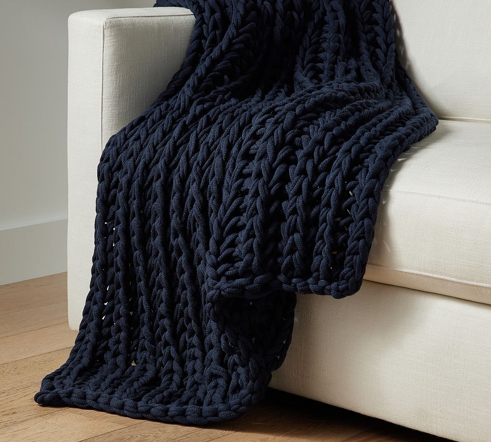 Colossal Ribbed Handknit Throw Blanket