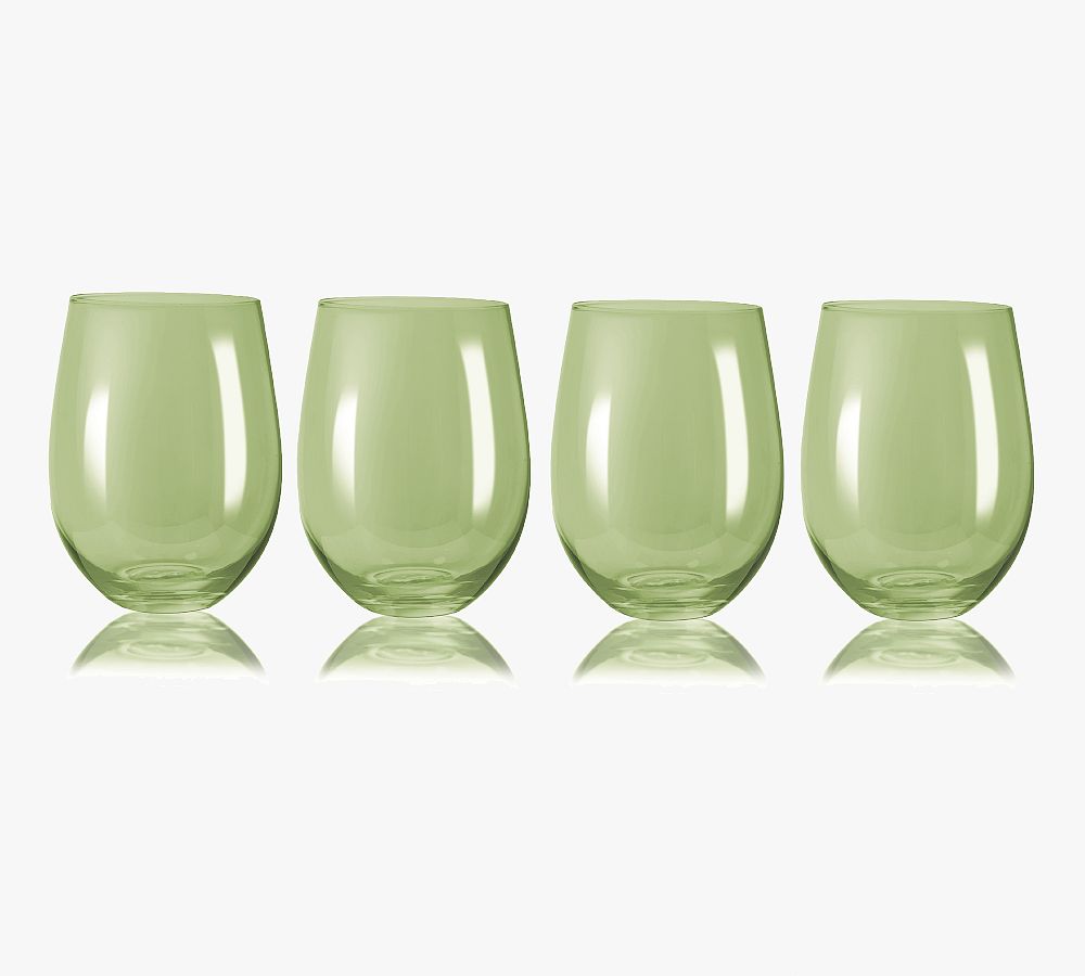 Pottery Barn Finesse Grid Crystal Drinking Glasses - Set of 4