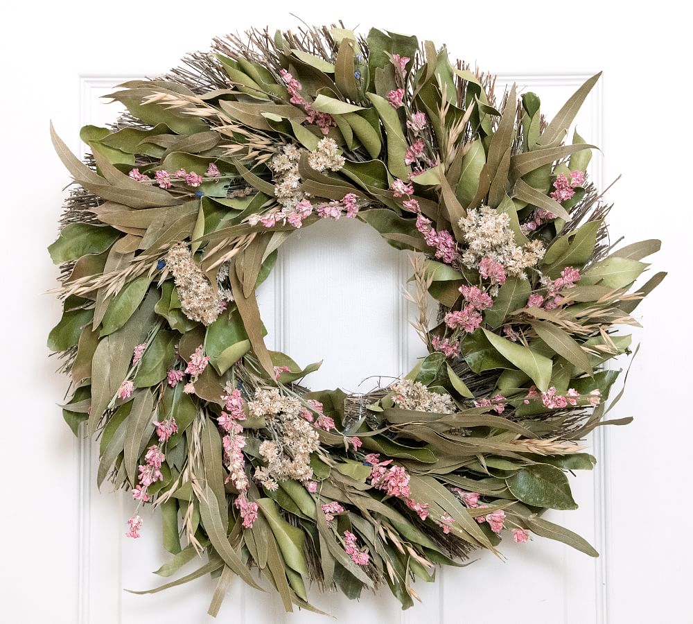 Dried Larkspur And Bear Grass Indoor Wreath