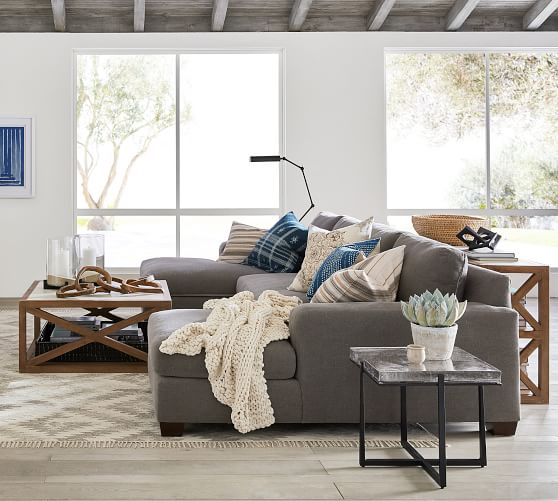 Big Sur Square Arm Upholstered U-Shaped Chaise Sectional | Pottery Barn