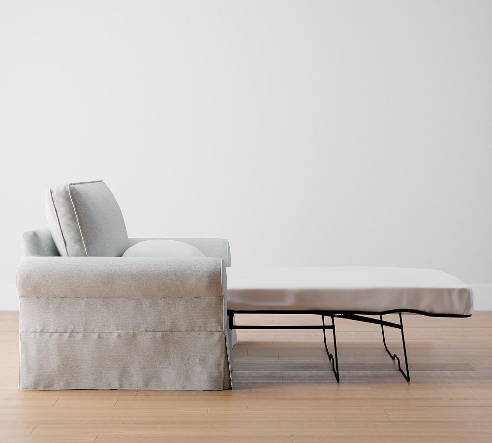 PB Comfort Roll Arm Slipcovered Twin Sleeper Sofa with Memory Foam
