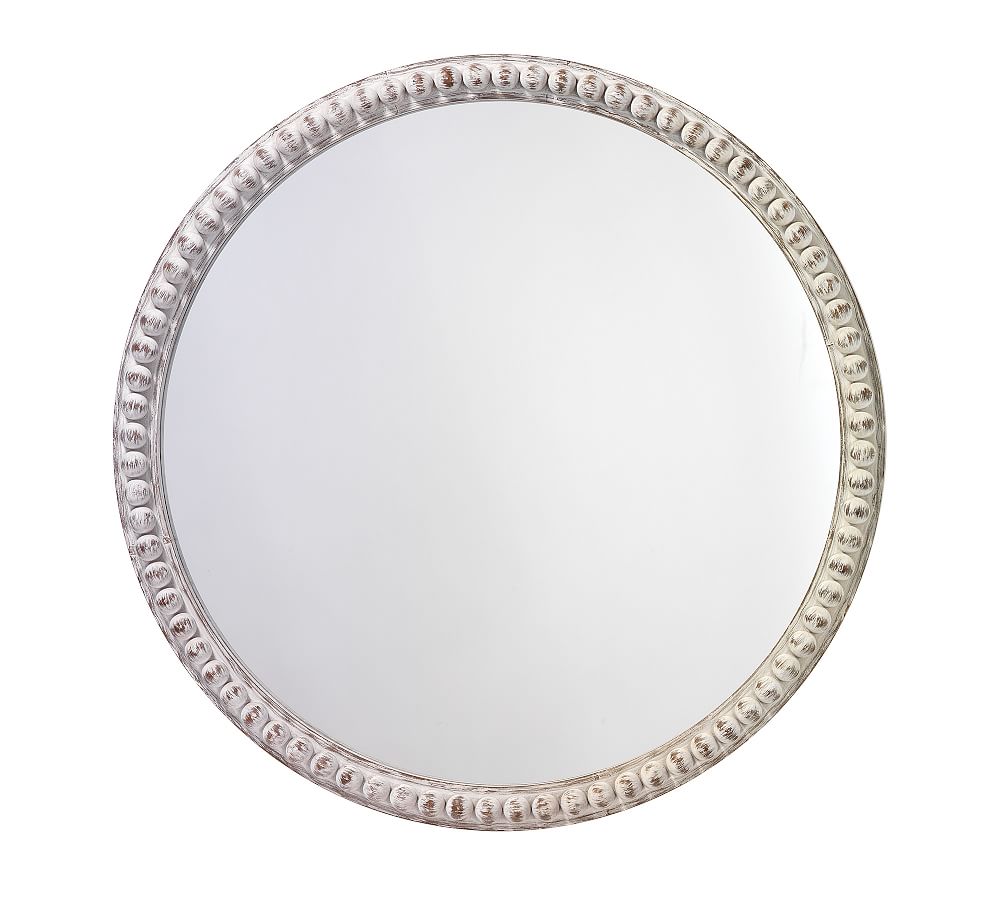 Audrey Round Beaded Wood Frame Wall Mirror