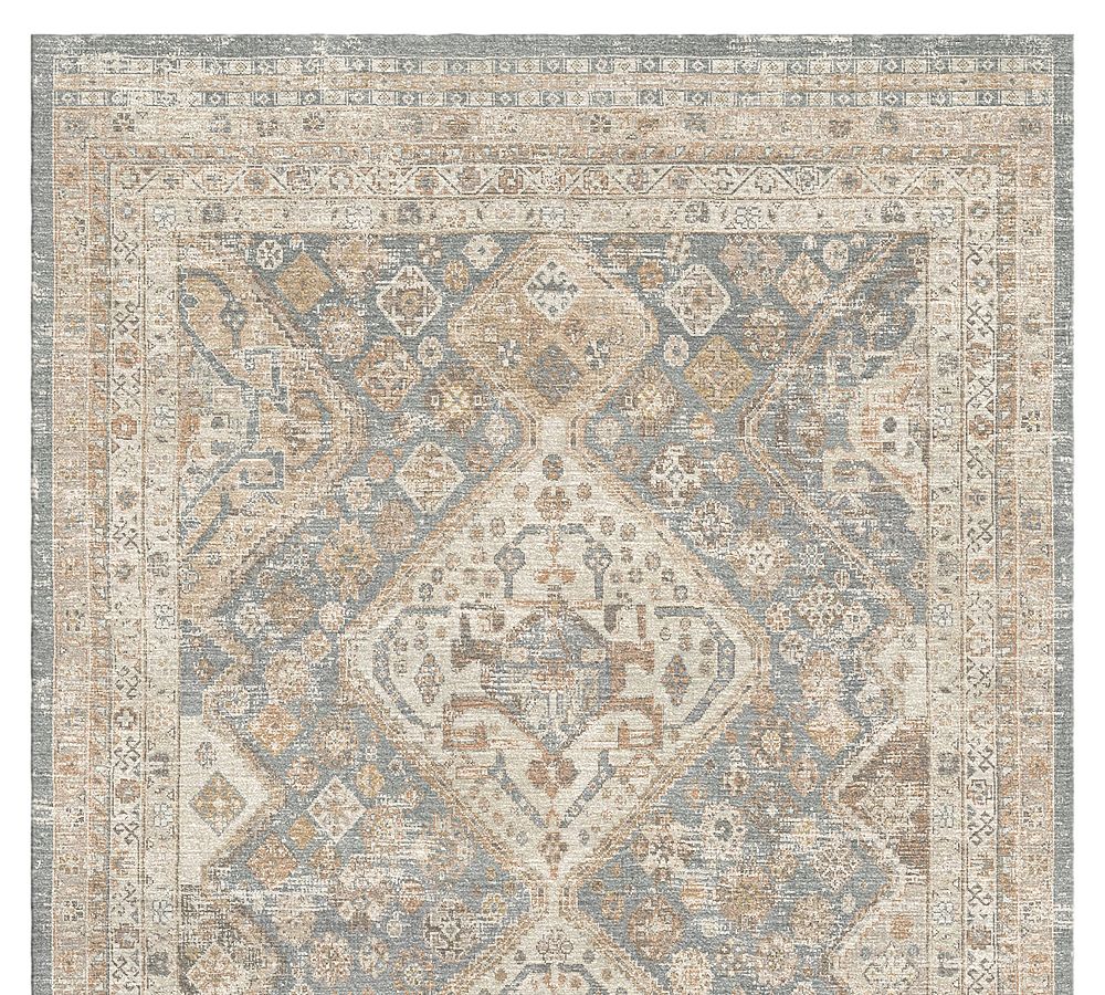 Blue Multi Mahalia Printed Rug Patterned Rugs Pottery Barn