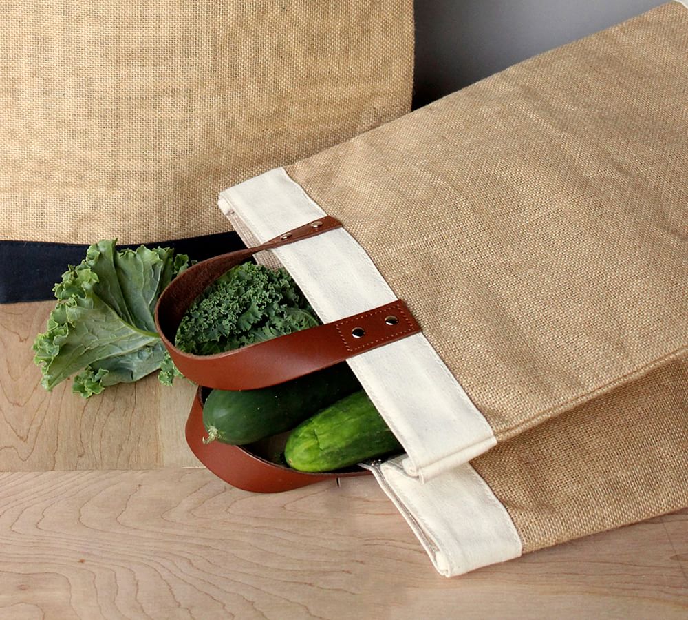 Jute And Canvas Market Bag Pottery Barn