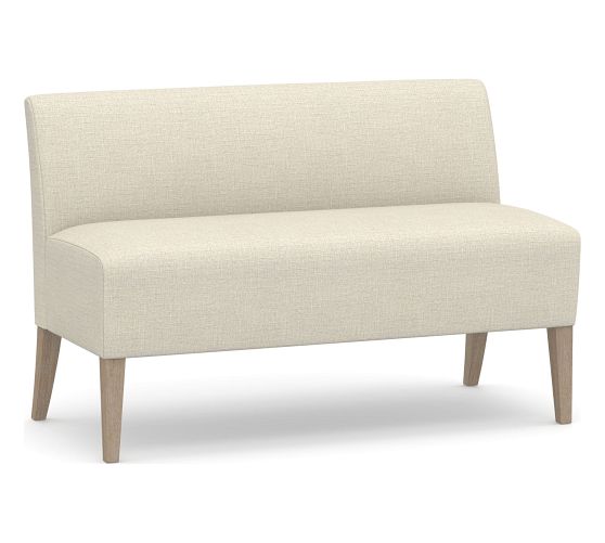 OPEN BOX Modular Upholstered Banquette, Seadrift Leg, Basketweave Slub Oatmeal Pottery Barn