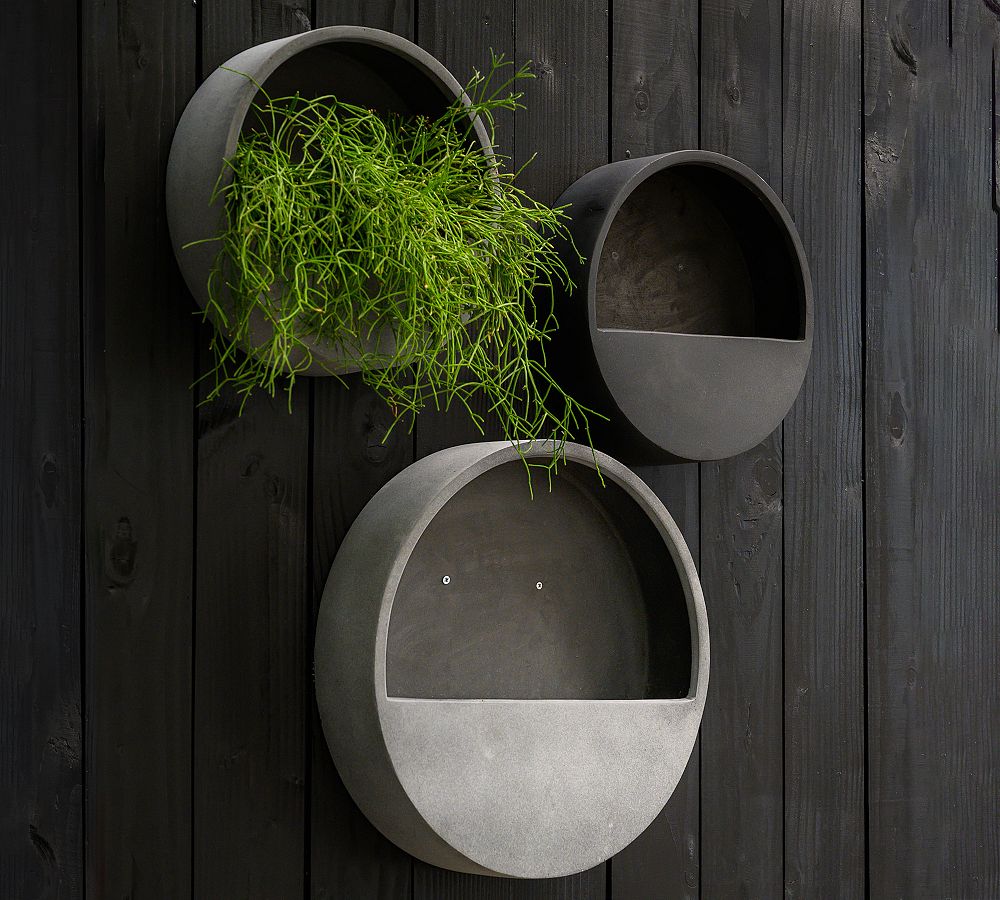 Pure Garden Cylinder Gray Set of 3 Fiber Clay Planters