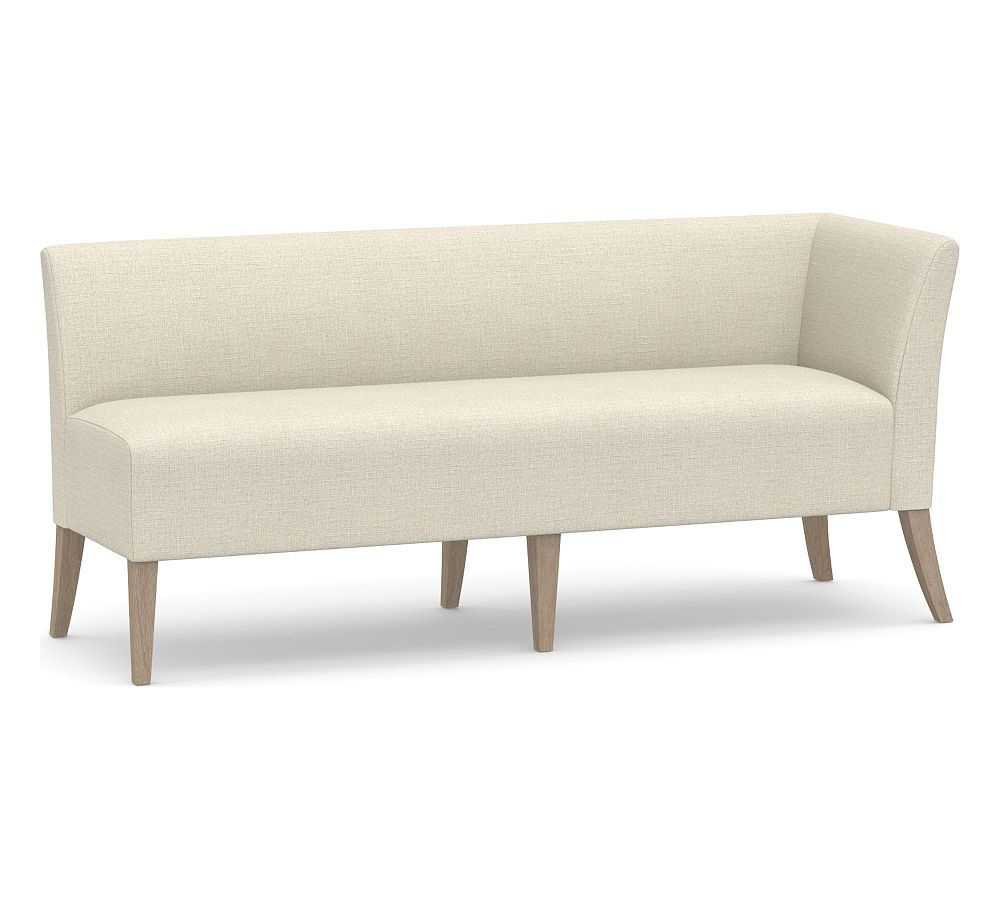 OPEN BOX Modular Upholstered Banquette Corner, Seadrift Leg, Basketweave Slub Oatmeal Pottery