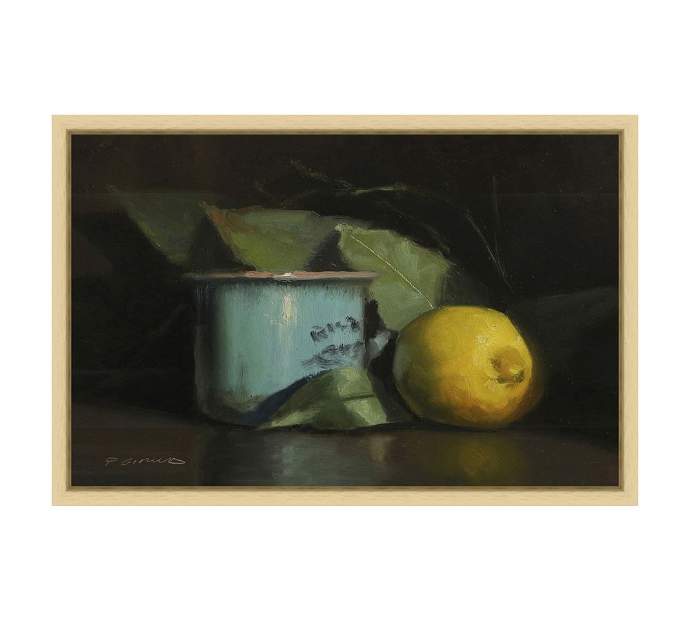 Lemon & Cup Still Life Framed Canvas