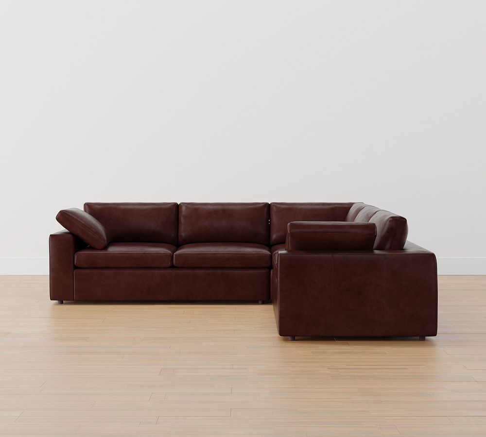 Dream Square Wide Arm Leather 3-Piece L-Shaped Sectional