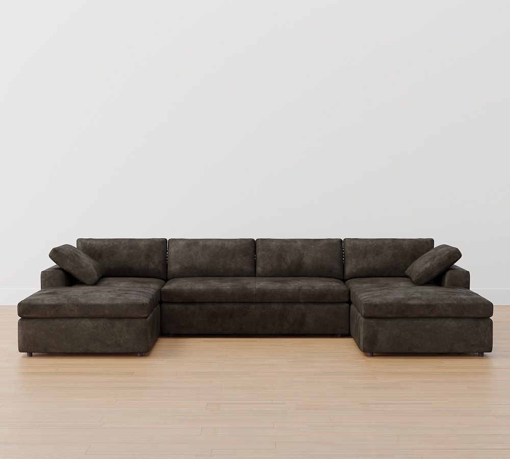 Dream Square Wide Arm Leather U-Shaped Modular Sectional