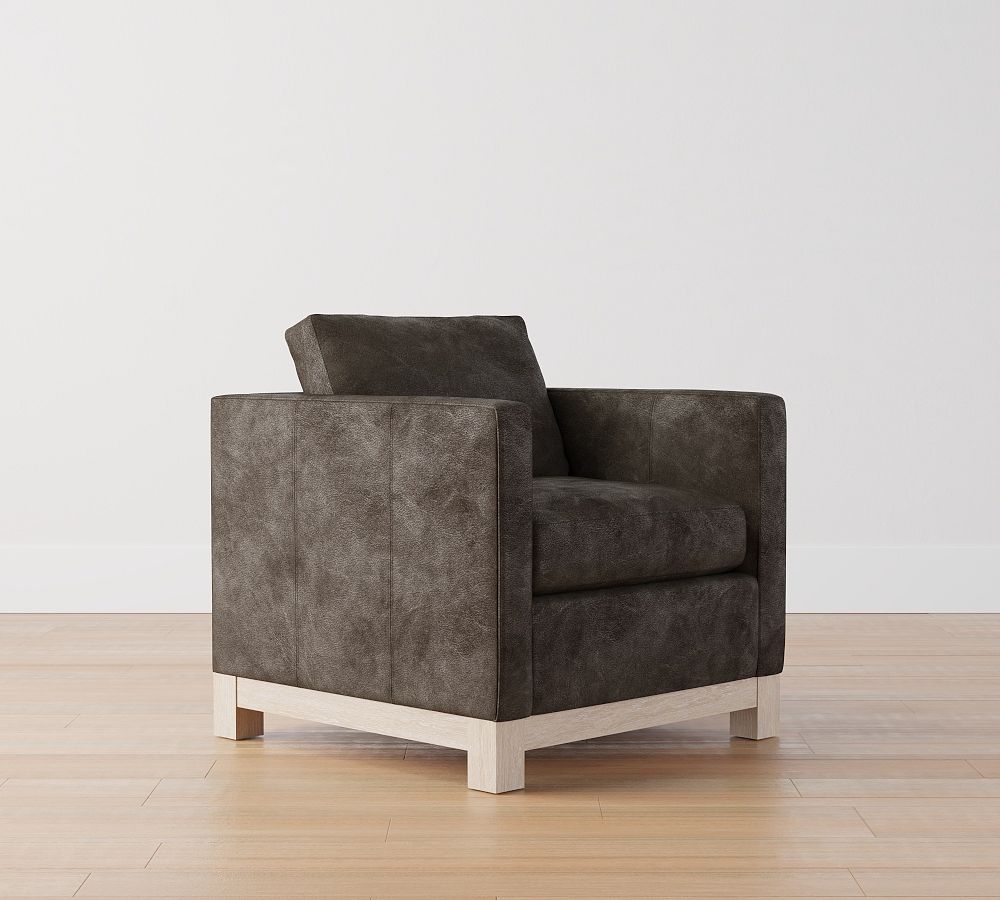 Jake Leather Armchair with Seadrift Wood Base