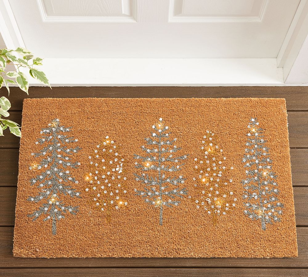 Metallic Trees Light Up Doormat Pottery Barn