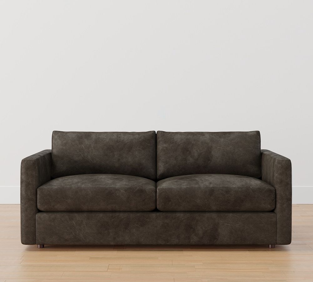 Carmel Square Slim Arm Leather Sleeper Sofa