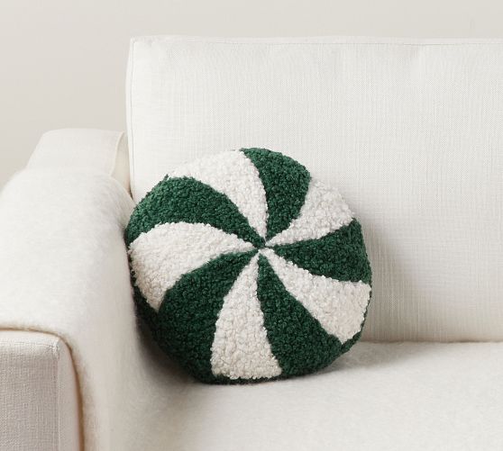 Cozy Teddy Peppermint Shaped Pillow Pottery Barn