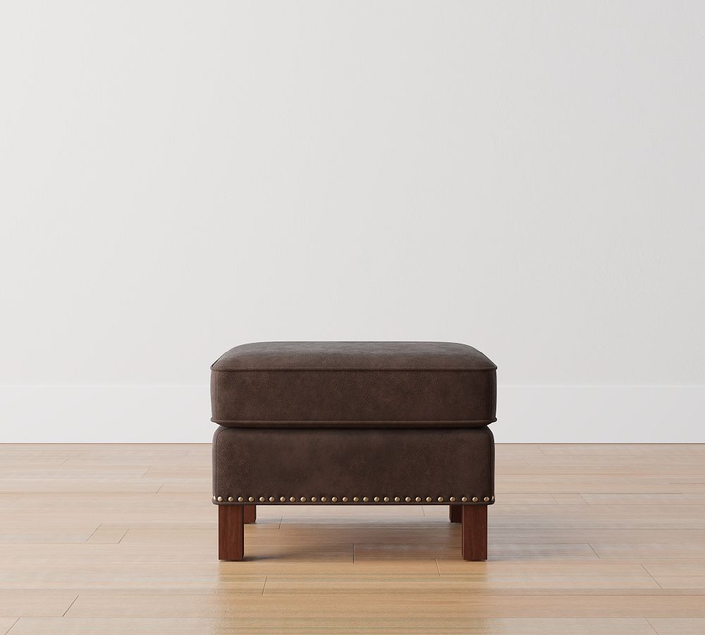 Tyler Leather Ottoman With Nailheads