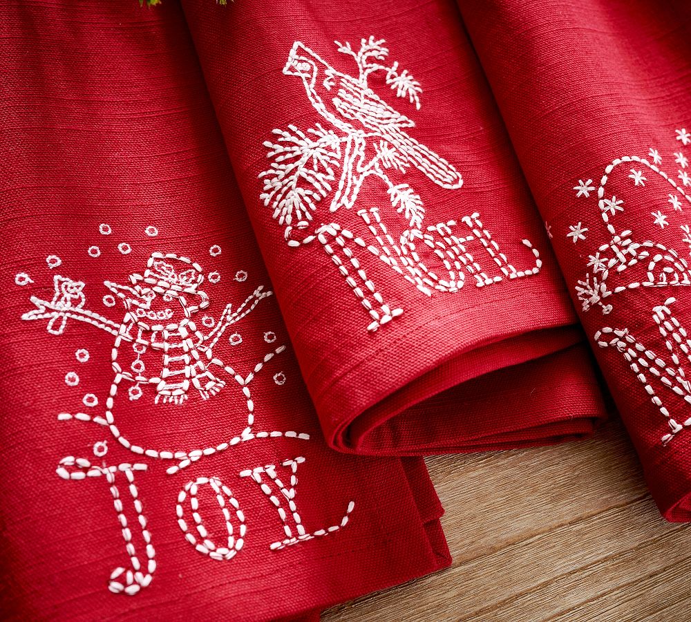 Holiday Sentiment Organic Cotton Napkins - Set of 4