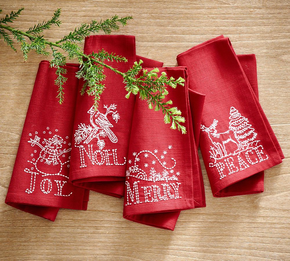 Holiday Sentiment Organic Cotton Napkins - Set of 4