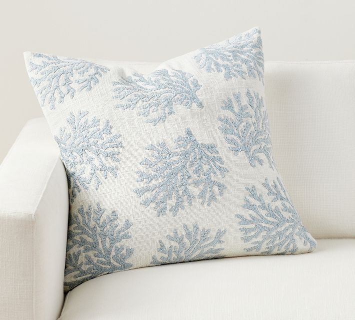 Coral Embroidered Pillow | Pottery Barn