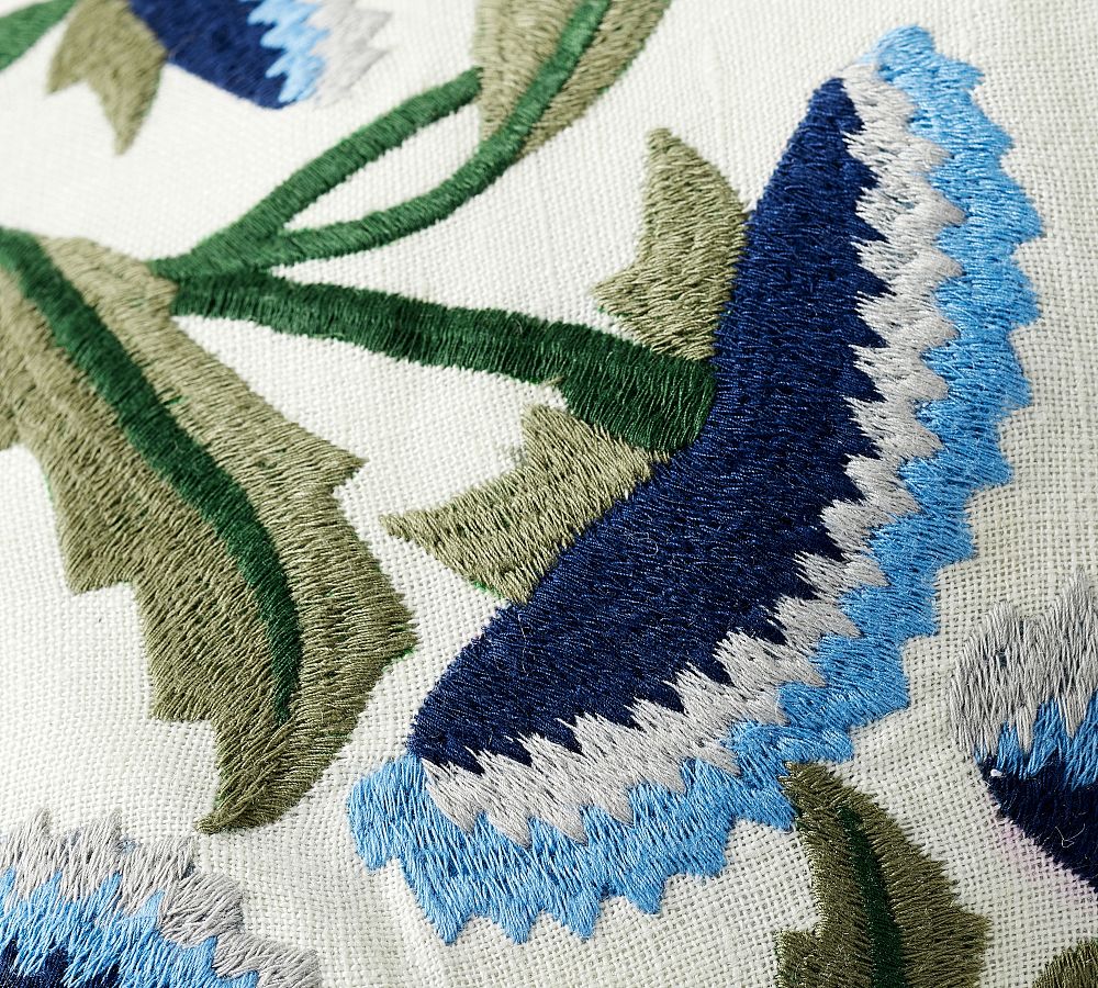 Floral Vine Embroidered Decorative Pillow Cover Pottery Barn