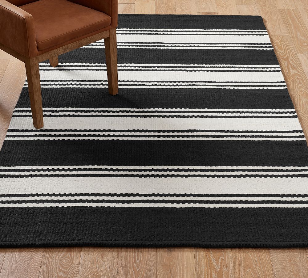 Modern Farmhouse Stripe Outdoor Performance Rug | Pottery Barn