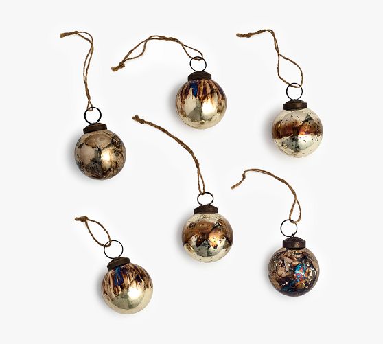 Mouth Blown Antique Gold & Brass Ball Ornaments - Set of 6 | Pottery Barn