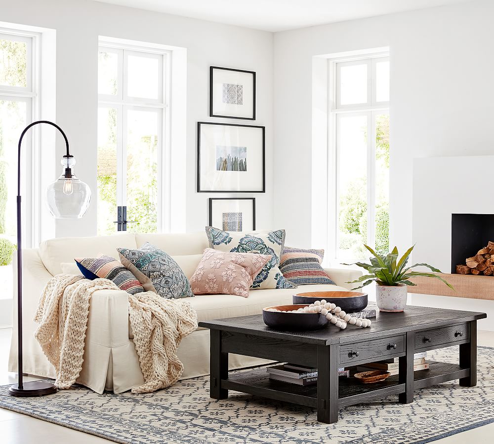 York Slope Arm Deep Seat Slipcovered Fabric Sofa Pottery Barn