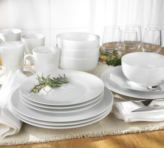 Everyday Classic Rim Porcelain 16Piece Dinnerware Set Pottery Barn