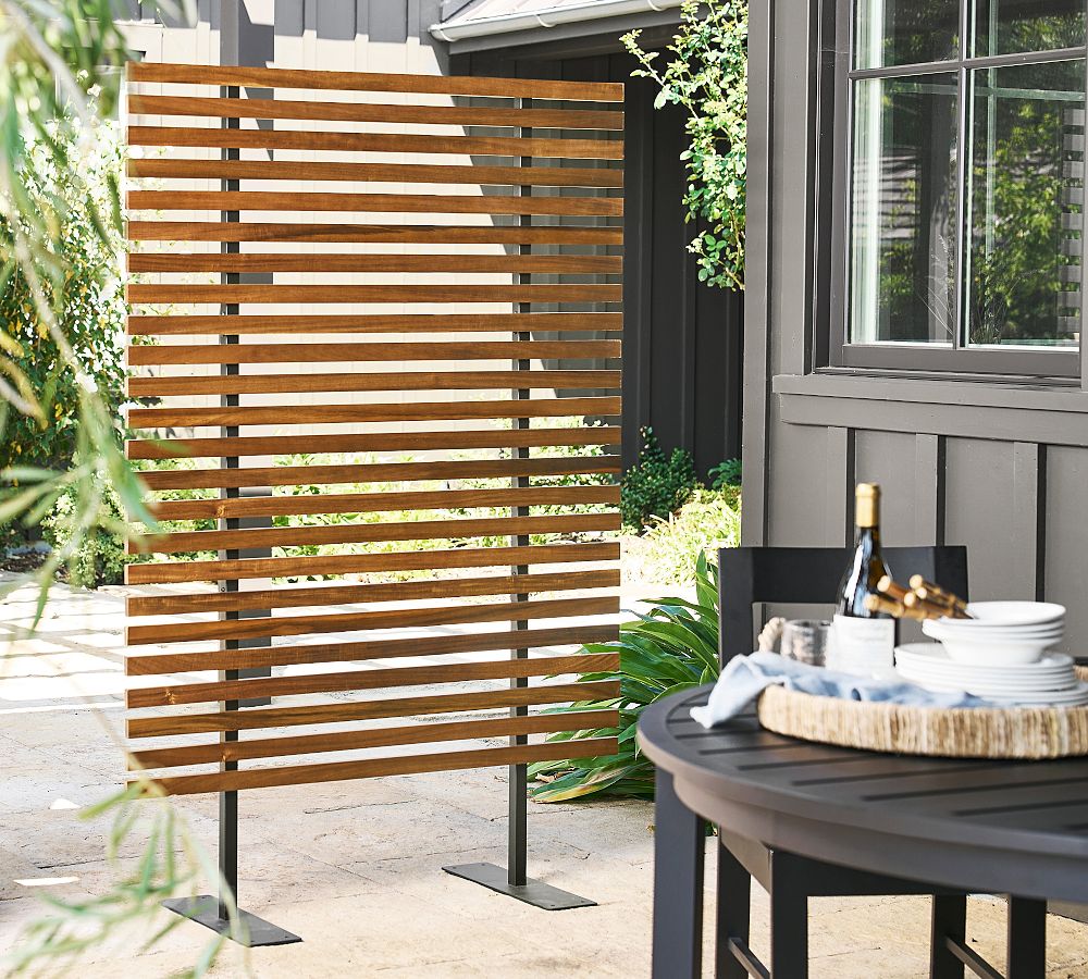 Teak Wood Privacy Screen/ Plant Stand, 5 Rings