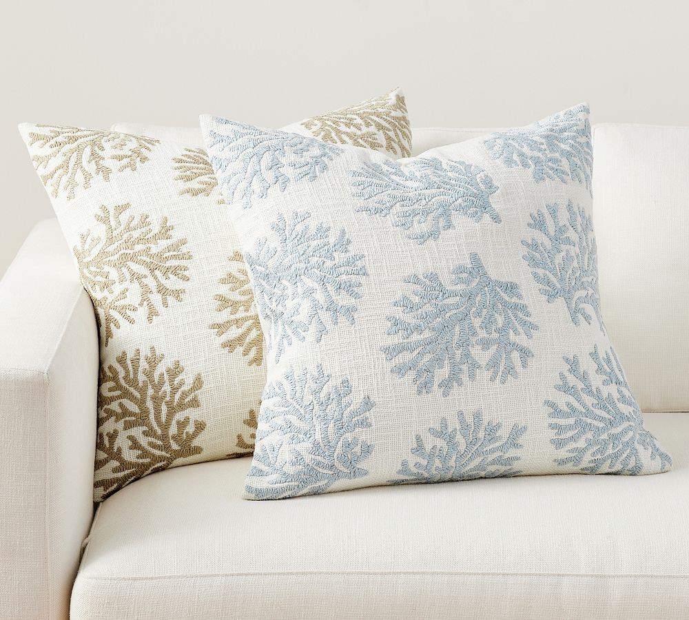 Coral Embroidered Pillow | Pottery Barn