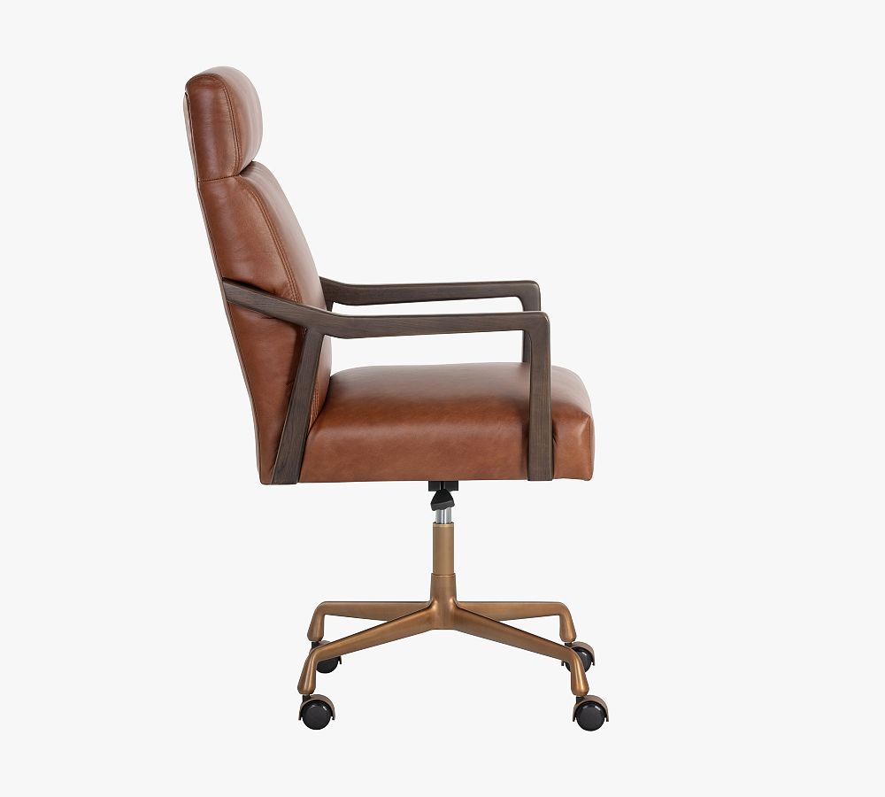 Misha Leather Swivel Desk Chair