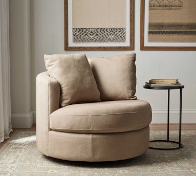 Balboa Leather Swivel Armchair | Pottery Barn