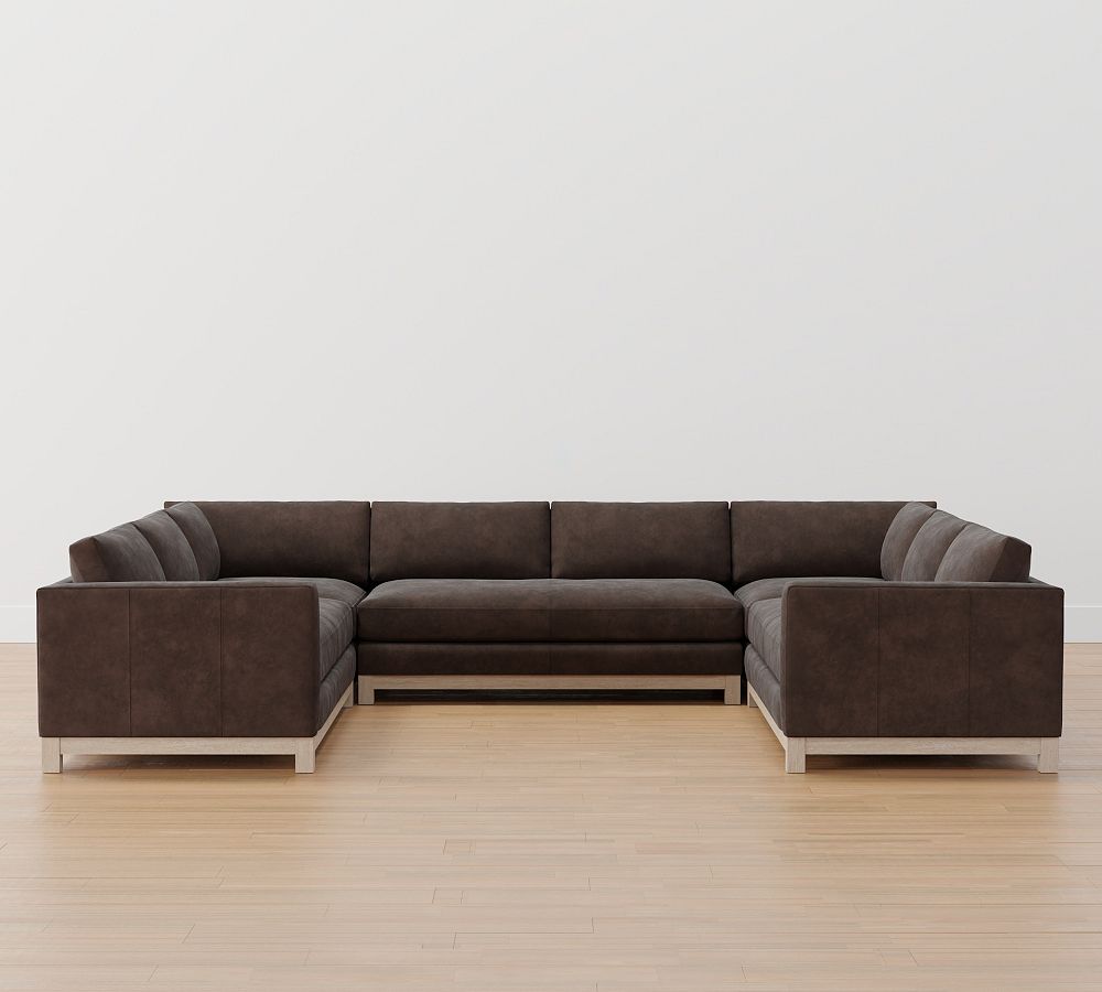 Jake leather sofa with chaise deals sectional